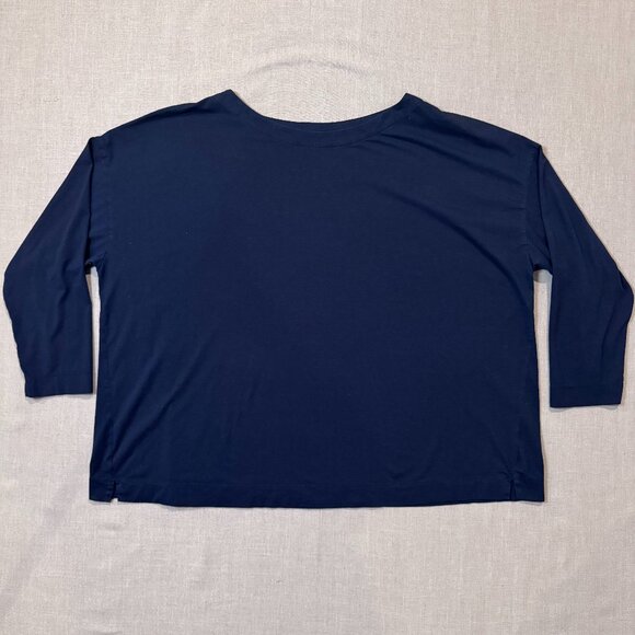 J. Jill Luxe Supima Tee Navy Blue 4X Women’s Long Sleeve Tencel Cotton - Picture 1 of 5